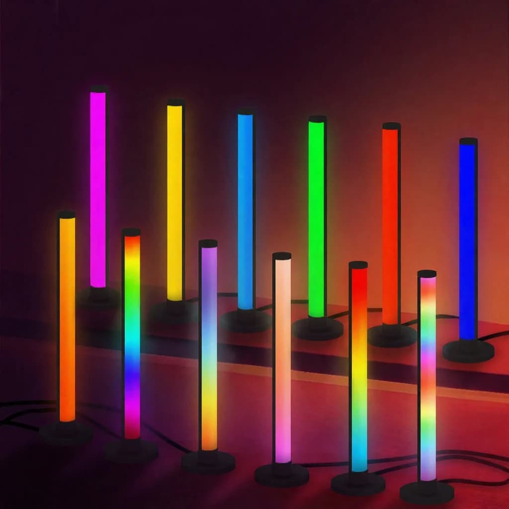 RGB LED skrivebordslampe med lydreaktiv lys og app-styring