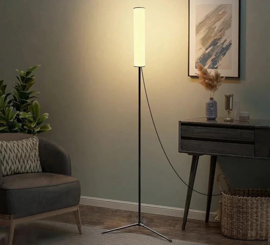 Justerbar Højde LED-Gulvlampe med Stativbase og Tre Farvetilstande