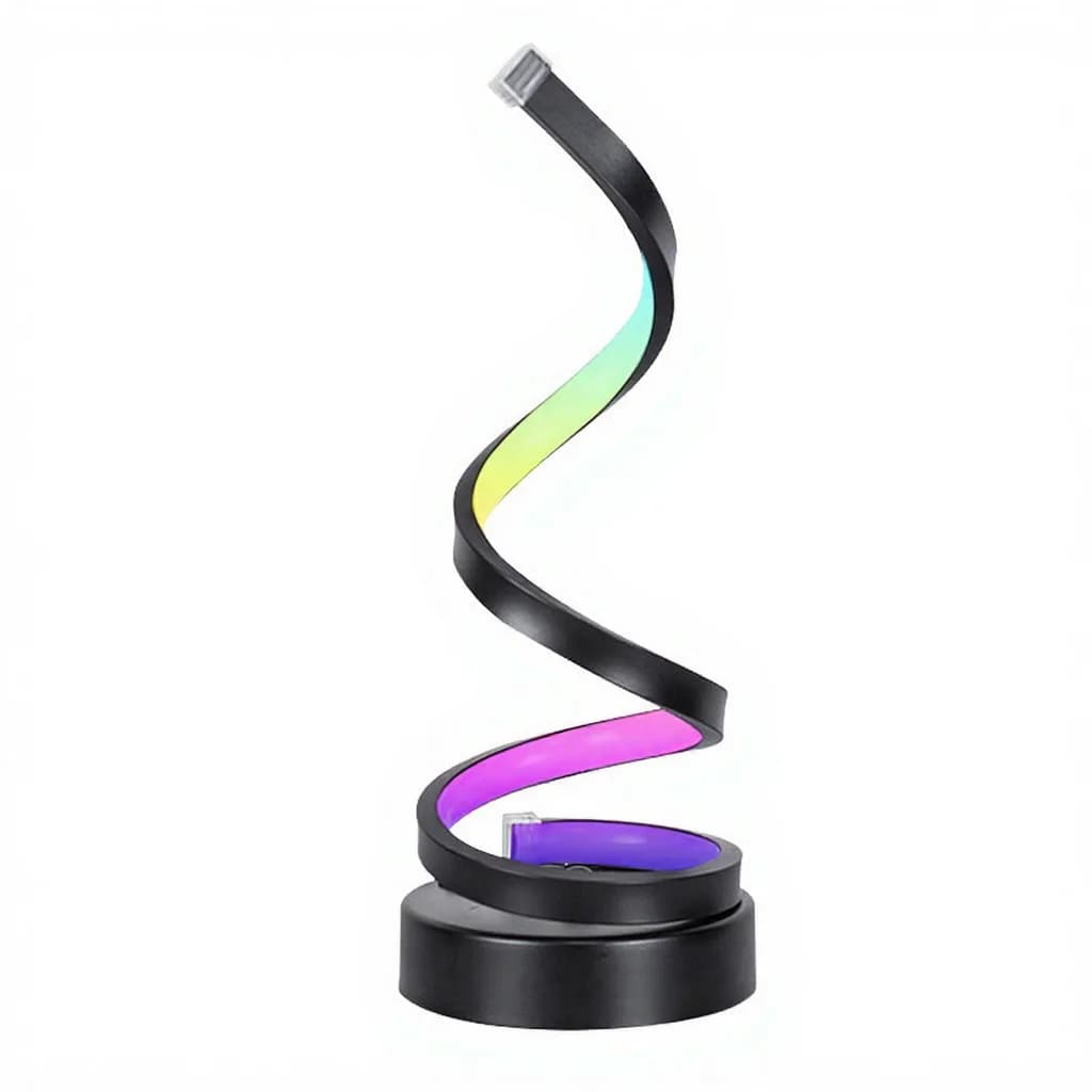 Spiralformet RGB atmosfærelampe med lydreaktion og app-styring