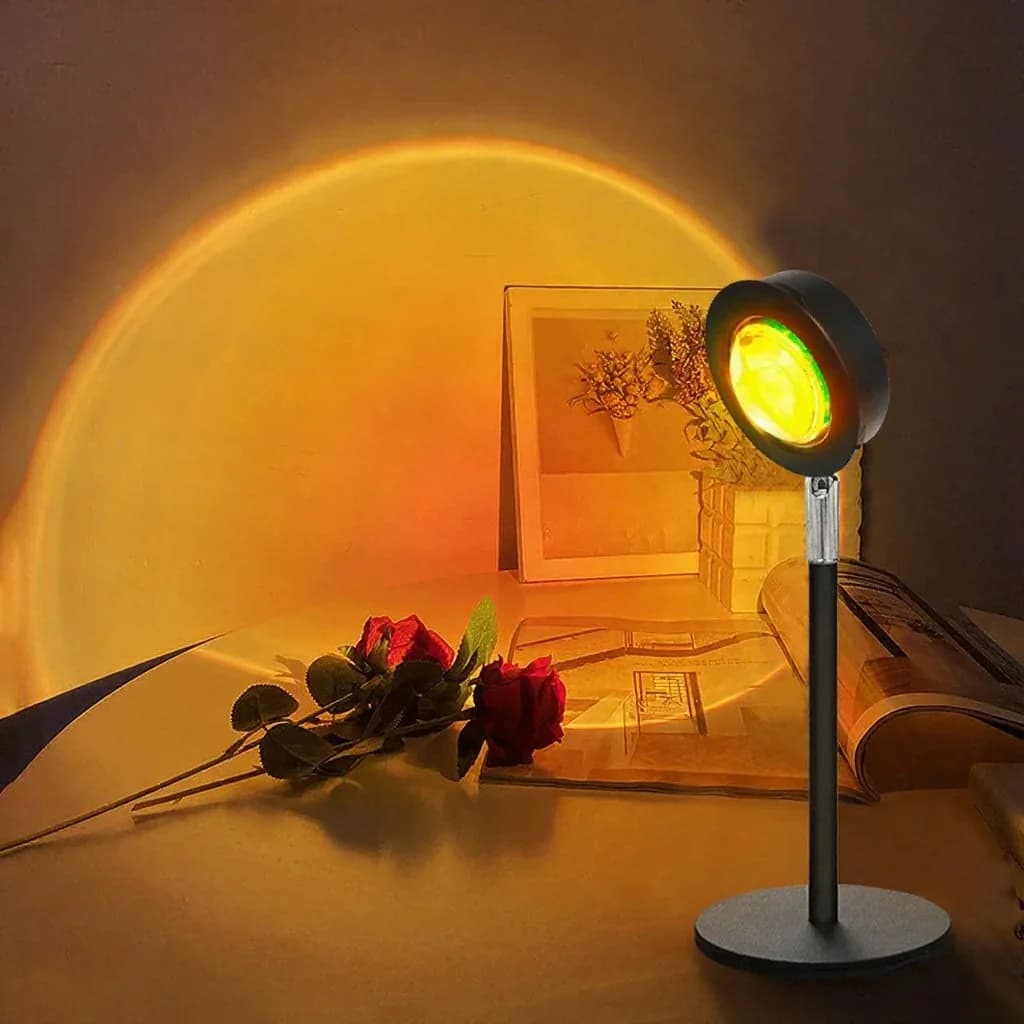 USB solnedgangsprojektor RGB atmosfærelys til skrivebordsdekoration