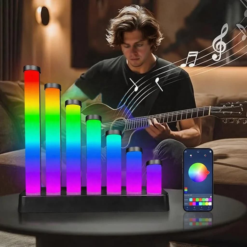 RGB LED-skrivebordslampe med lydreaktion og app-styring