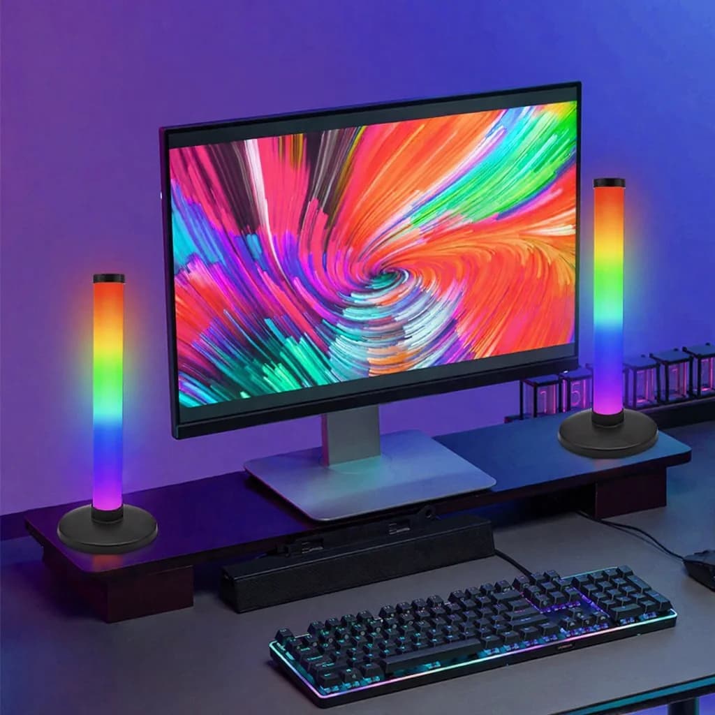 RGB atmosfærelys med lydsynk og app-styring til skrivebord