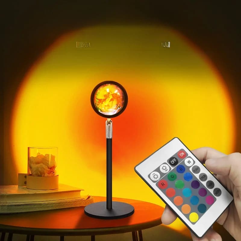 USB solnedgangsprojektor RGB atmosfærelys til skrivebordsdekoration