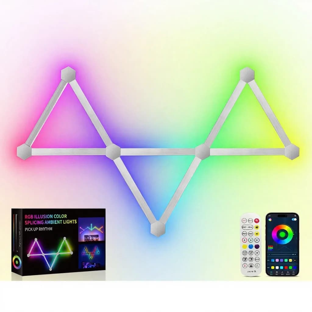 RGB smarte sammenførbare LED-væglys med app-styring og musiksynk