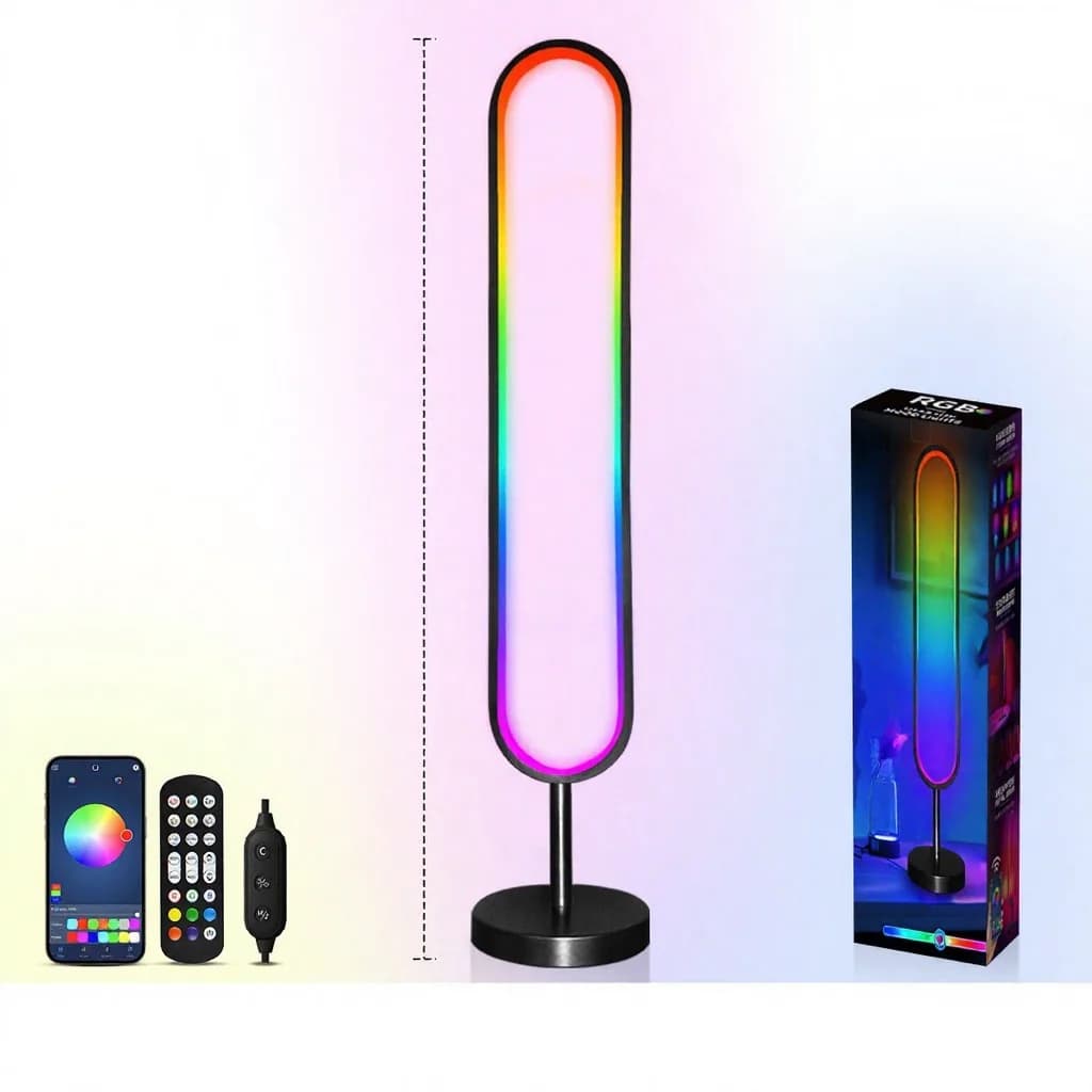 U-formet RGB Gulvlampe med Lydreaktivt Lys og App-styring