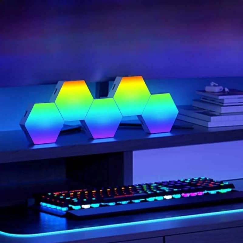 RGB Hexagonale Lydreaktive Lyspaneler med App-styring