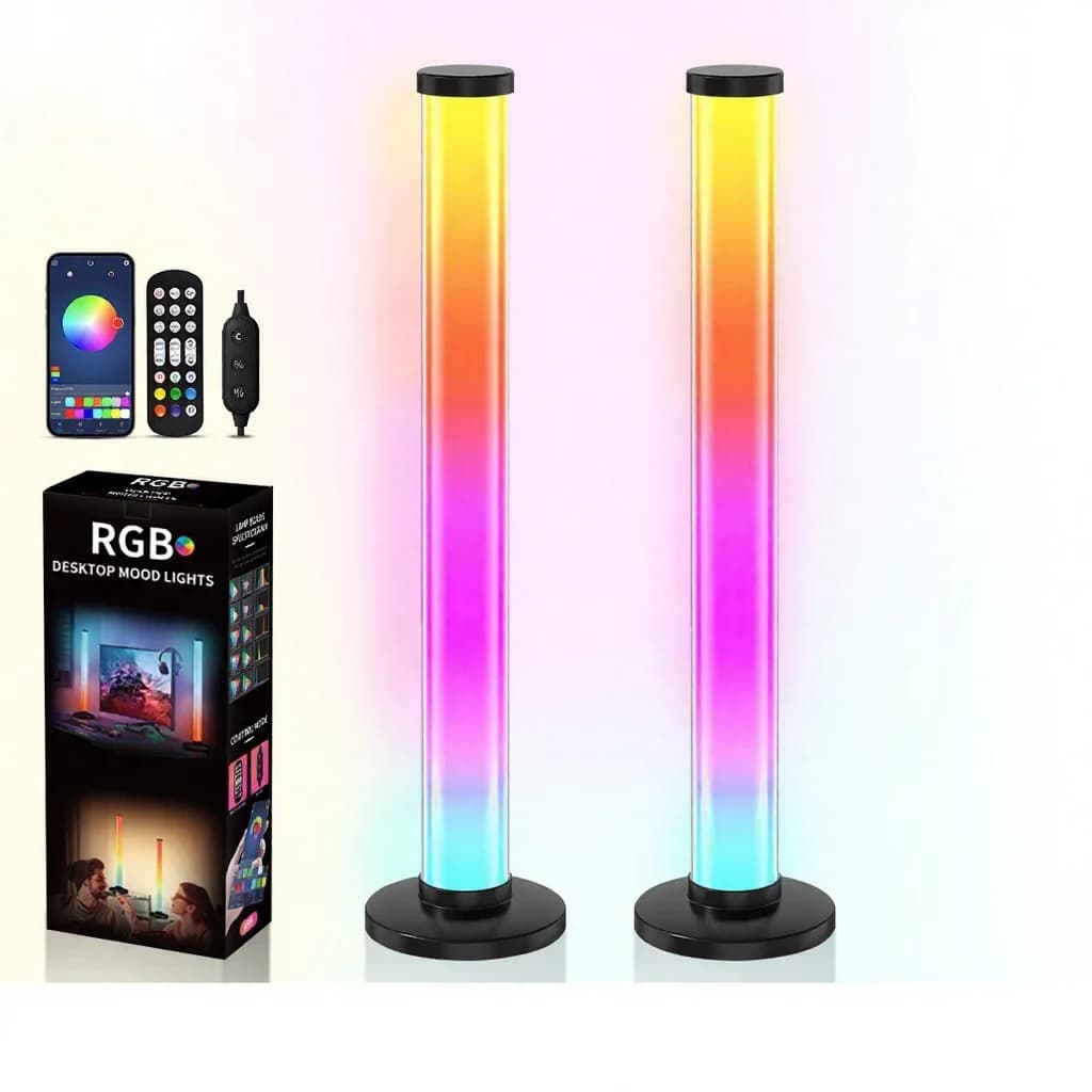 360-graders RGB lydreaktiv skrivebordslampe med app- og fjernbetjening