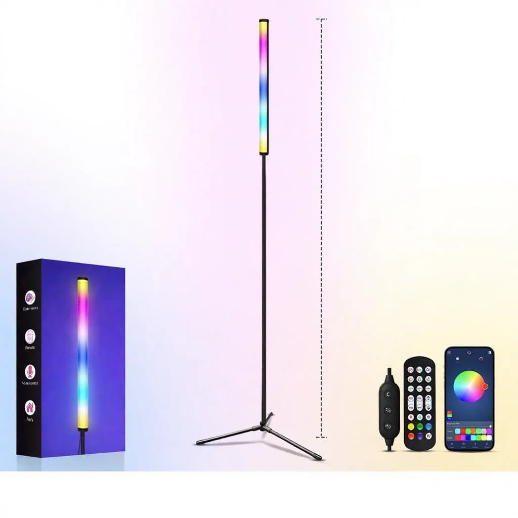 RGB farveskiftende gulvlampe med musiksynk og app-styring