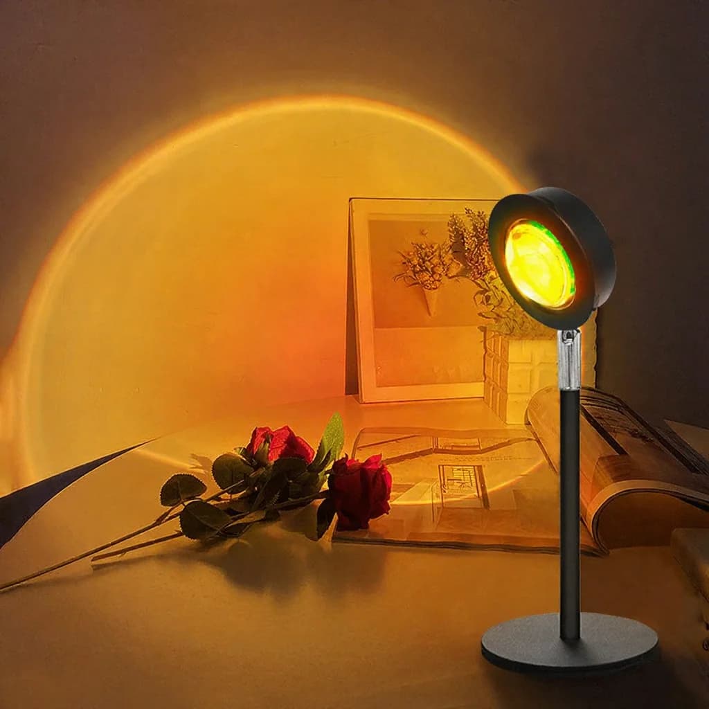 USB solnedgangsprojektor RGB atmosfærelys til skrivebordsdekoration