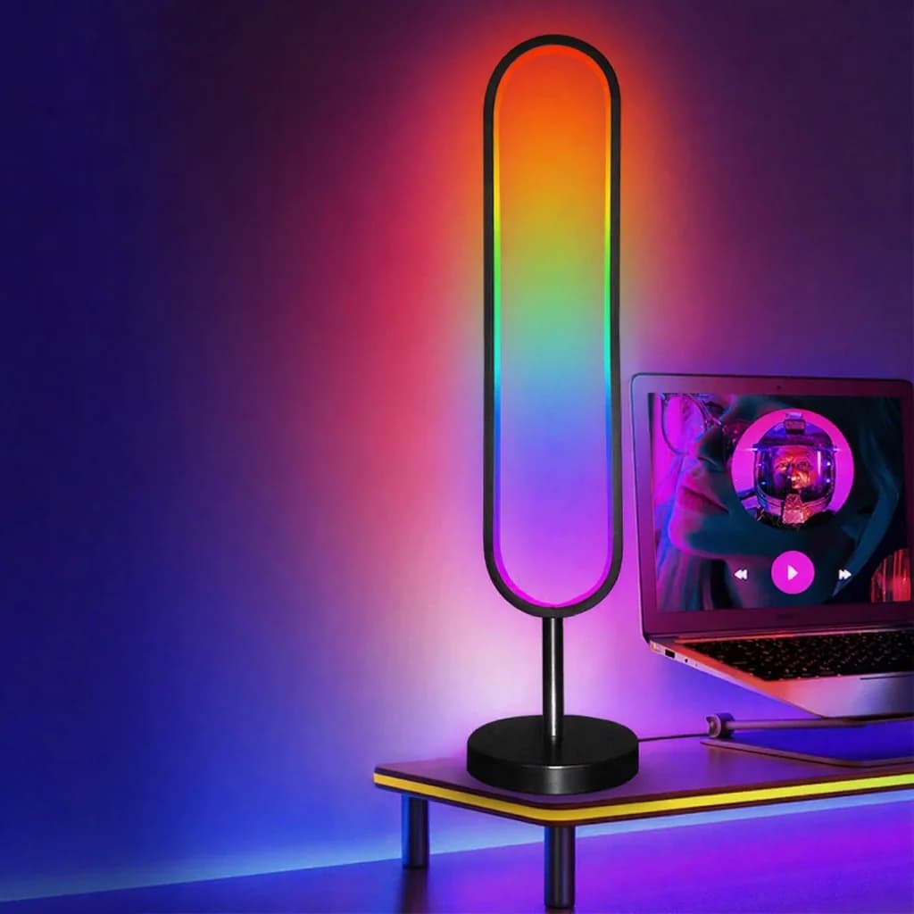 U-formet RGB Gulvlampe med Lydreaktivt Lys og App-styring