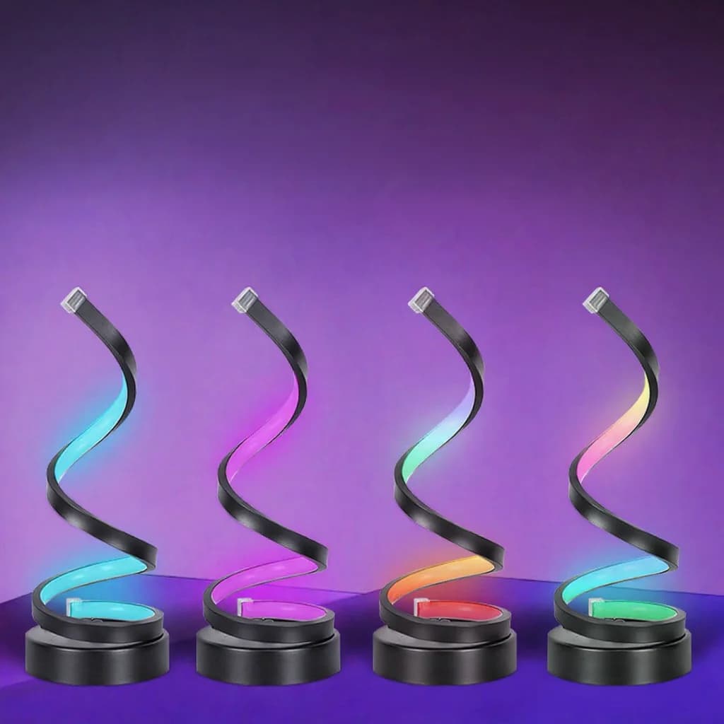 Spiralformet RGB atmosfærelampe med lydreaktion og app-styring