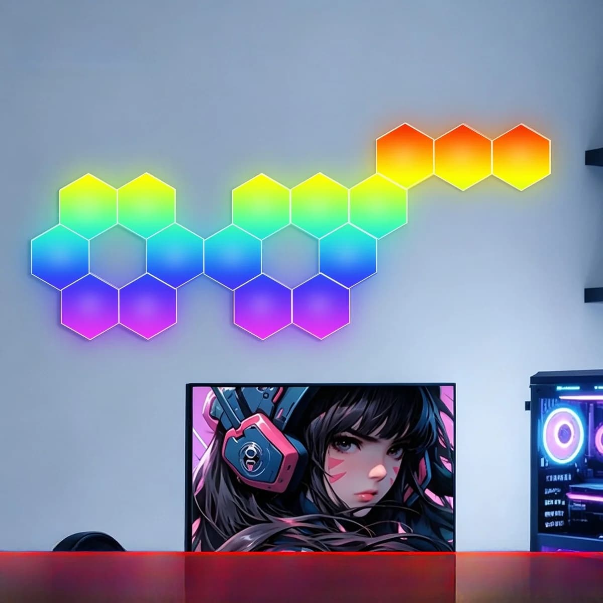 RGB Hexagonale Lydreaktive Lyspaneler med App-styring