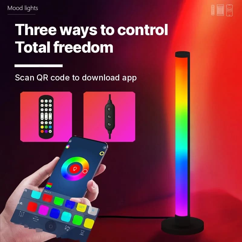 RGB LED skrivebordslampe med lydreaktiv lys og app-styring