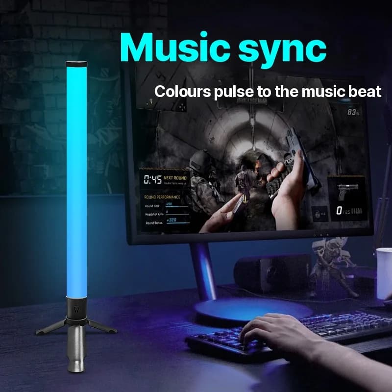 LED Atmosfærelys med Stativ, Musiksynk og RGB-effekter
