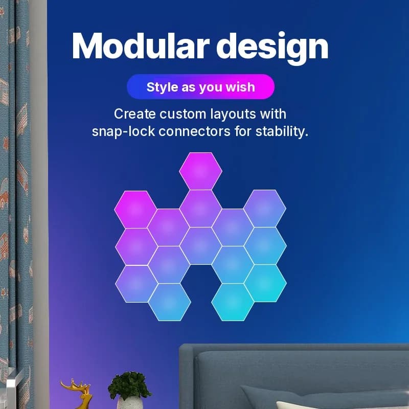 RGB Hexagonale Lydreaktive Lyspaneler med App-styring
