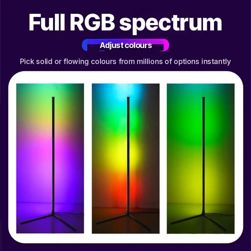 RGB gulvlampe med musiksynchronisering, fjernbetjening og app-styring