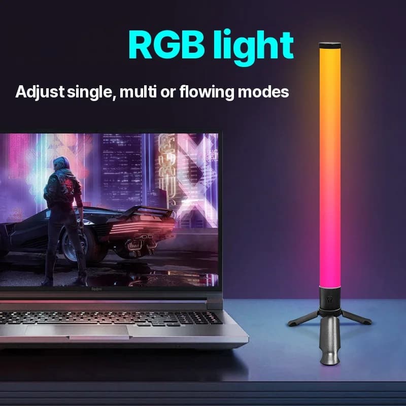 LED Atmosfærelys med Stativ, Musiksynk og RGB-effekter