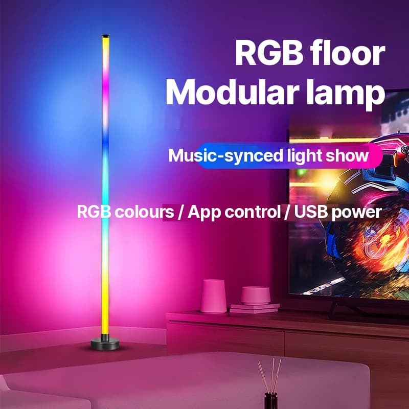 RGB LED Hjørnegulvlampe med Musiksynk, App og Fjernbetjening