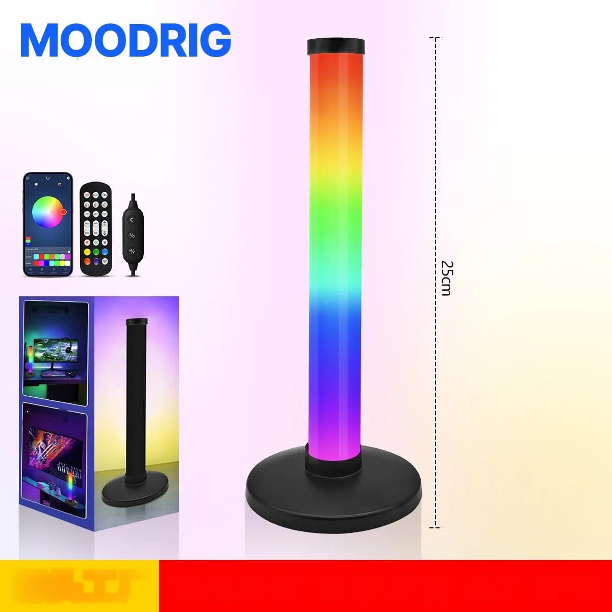 RGB atmosfærelys med lydreaktion til gaming-setup på skrivebordet