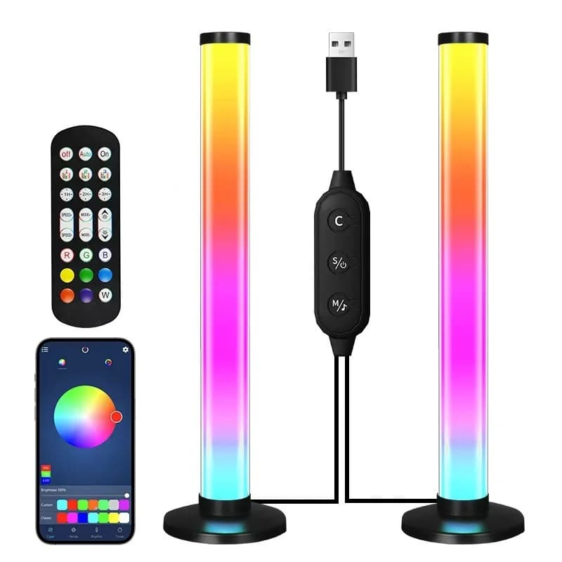 RGB LED skrivebordslampe med lydreaktiv lys og app-styring