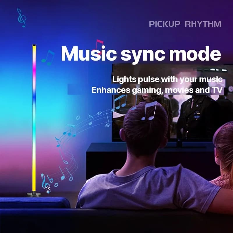 RGB LED Hjørnegulvlampe med Musiksynk, App og Fjernbetjening