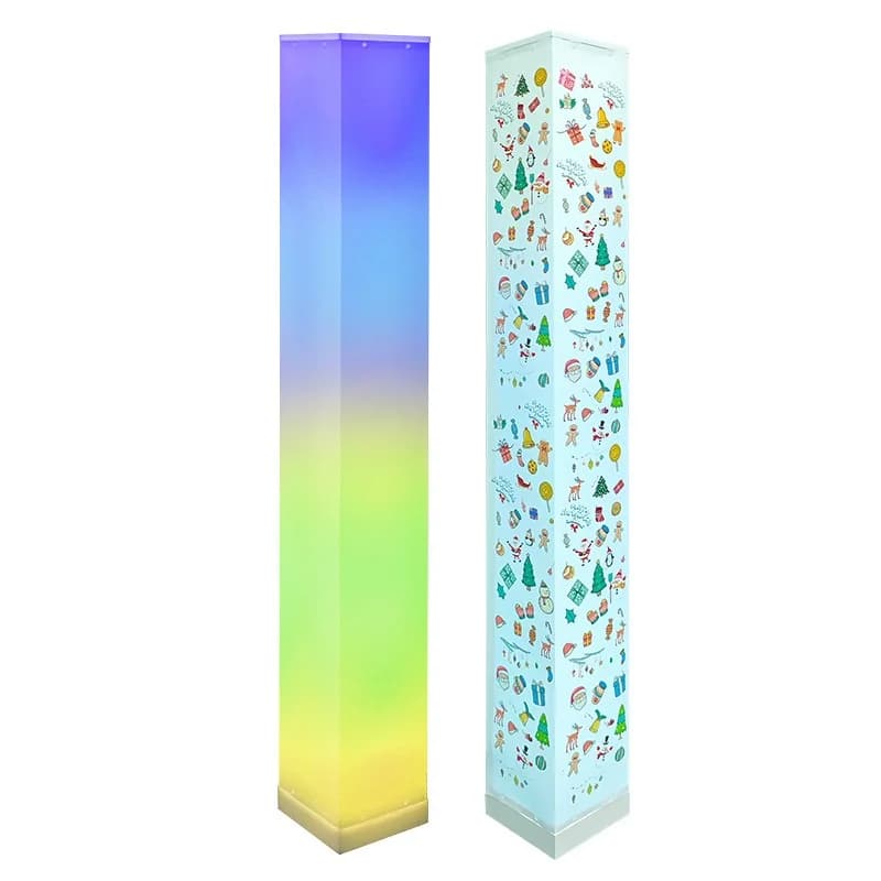 Firkantet gulvlampe med fjernbetjening og LED-stemningslys til stuen