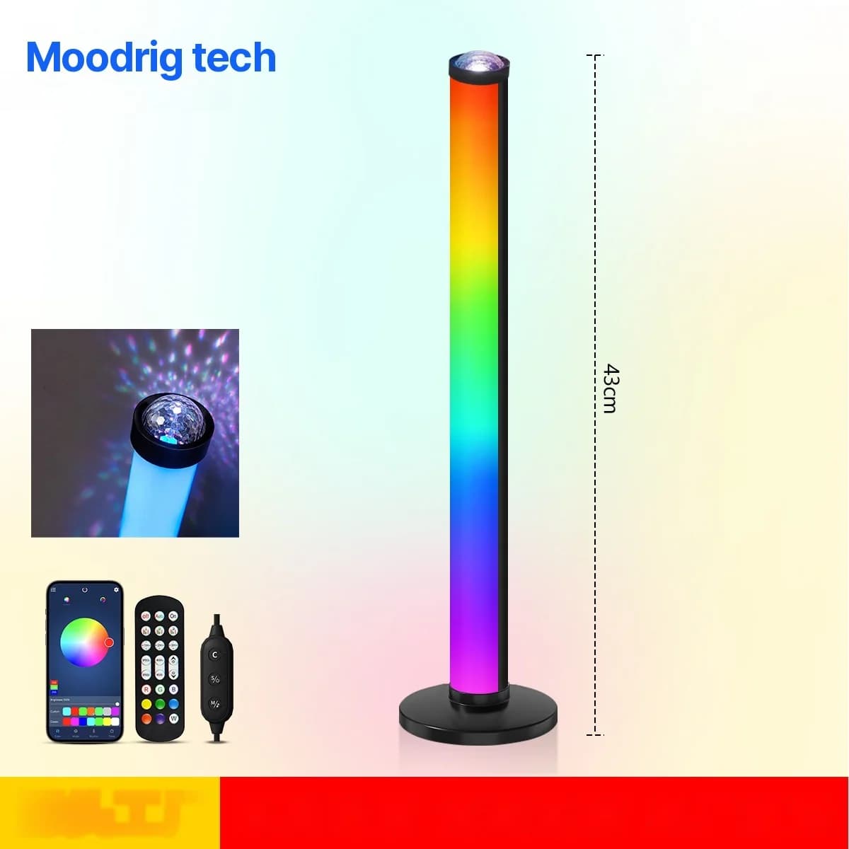 RGB projektor atmosfærelys med musiksynchronisering og fjernbetjening