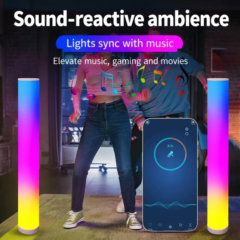 RGB gulvlampe med fjernbetjening og app-styring til gamerum