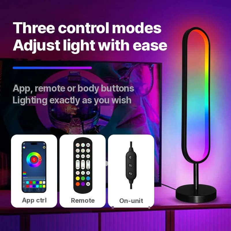 U-formet RGB Gulvlampe med Lydreaktivt Lys og App-styring