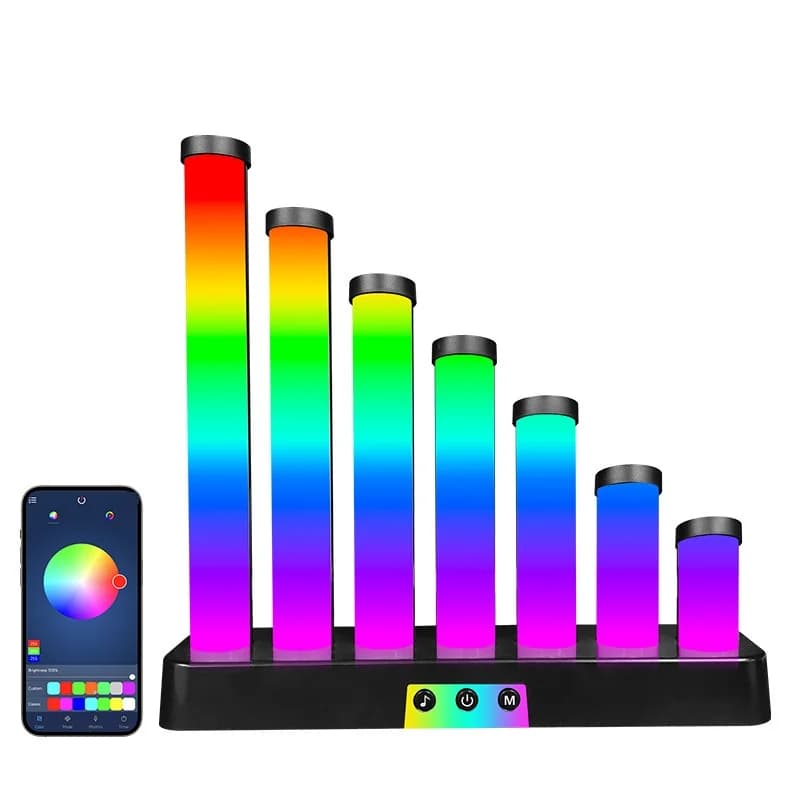 RGB LED-skrivebordslampe med lydreaktion og app-styring