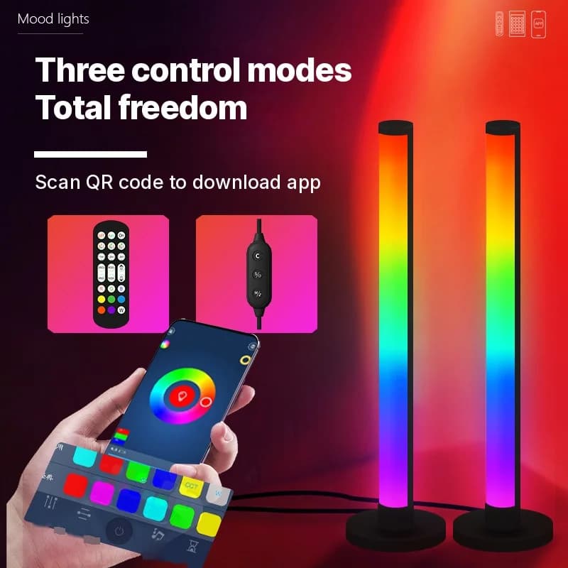 RGB LED skrivebordslampe med lydreaktiv lys og app-styring