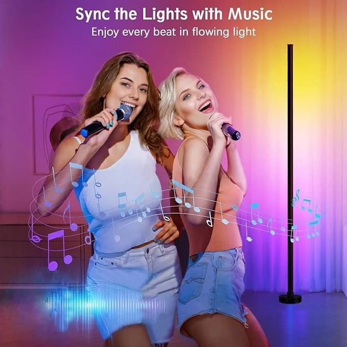 RGB farveskiftende gulvlampe med musiksynchronisering og app-styring