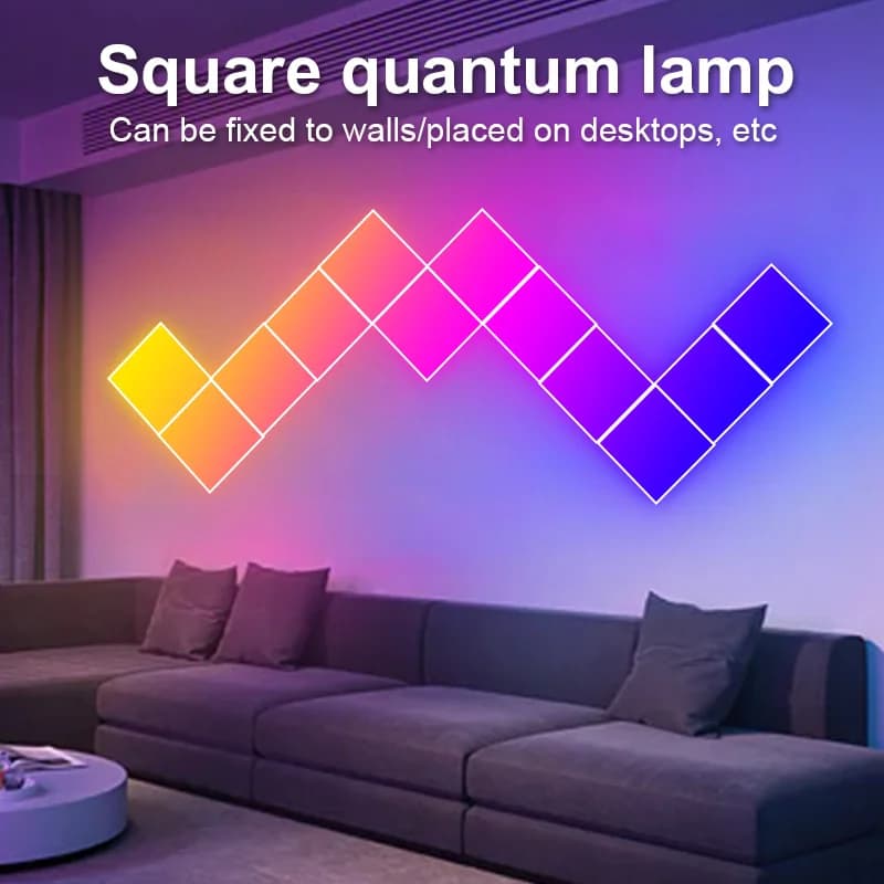 Firkantede RGB musiksynkroniserede lyspaneler vægmonteret stemningslampe